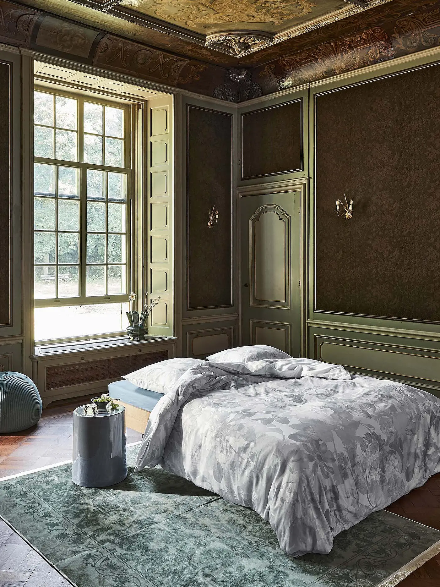 ESSENZA | Satin Bettwäsche 70x90cm / 140x200cm Floor Illusion Blue | 